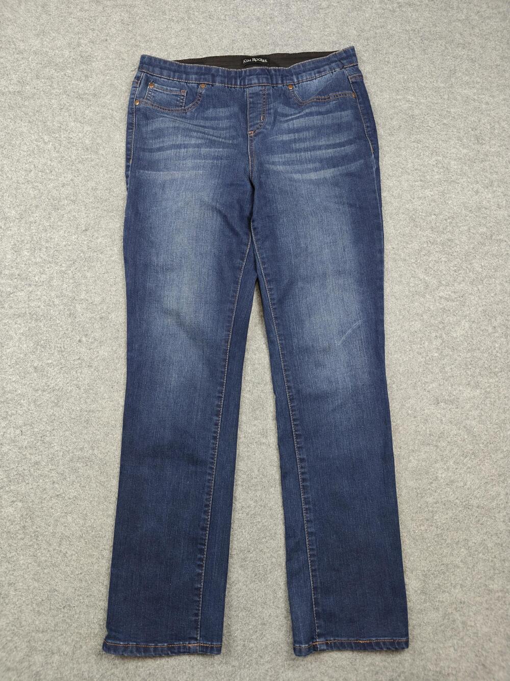 Kim Rogers Straight Jeans Womens 8 Blue Medium Wash Pull-On High Rise Stretch